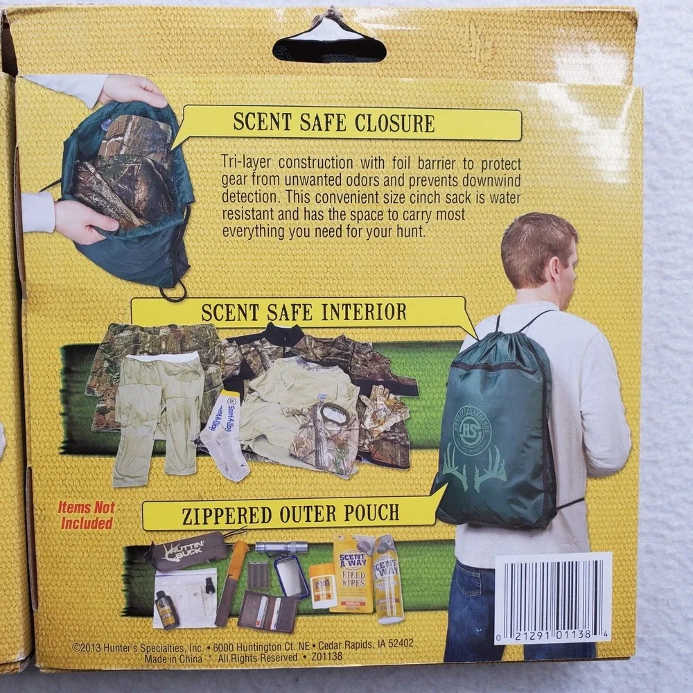 Hunters Specialties Bag Scent Safe Gear Pack‎ Scent Free Water Resistant Lot 2